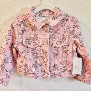 LoveShackFancy Pink Floral Jean Jacket Toddler